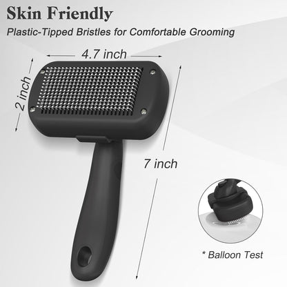 Self Cleaning Slicker Brush for Dogs & Cats - Skin Friendly Deshedding and Grooming Brush for Haired - photo 4