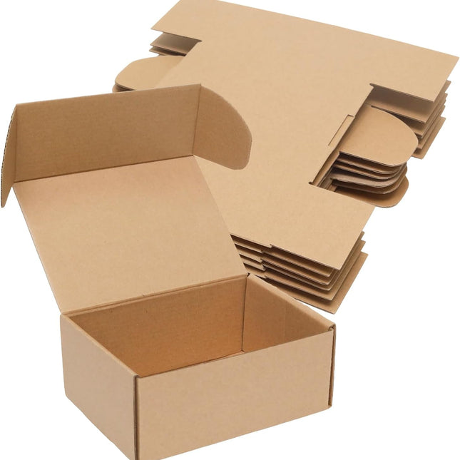 6 Pack 7x5x3in Corrugated Shipping Boxes, Small Brown Cardboard Mailing