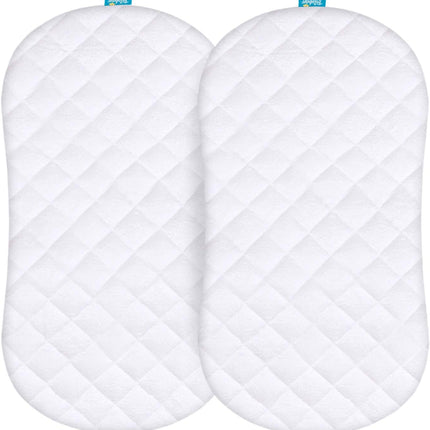 Bassinet Mattress Pad Cover Compatible with Halo BassiNest Swivel Sleeper, 2 Pack, Waterproof Quilted Ultra Soft Surface, Breathable and Easy Care