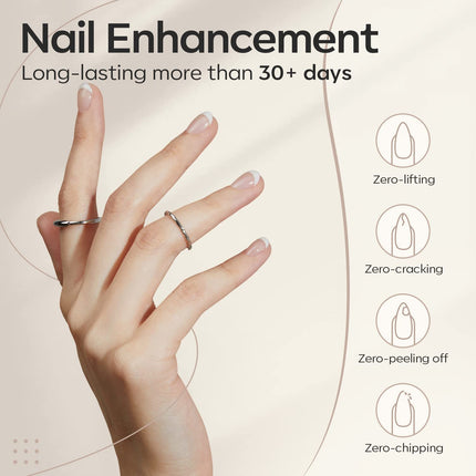 modelones Builder Nail Gel, 7-in-One Clear Builder for Nails, LED Lamp Cured Color Rubber Base Gel Polish Coat Strengthener Thickening Extension Rhinestone Glue in a Bottle for DIY Home Salon Gifts