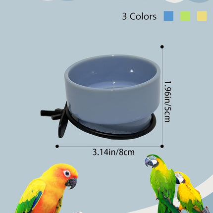 2 Pcs Bird Food Bowl Ceramic Bowls for Birds Small Parakeet Food Bowl Parrot Feeding Cups, Bird Cage Feeder for Parakeets Conure Cockatiels Lovebird Budgie (Blue)