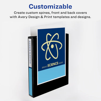 Avery Durable View 3 Ring Binder, 1/2 Inch Slant Rings, 1 Black Binder (17001)