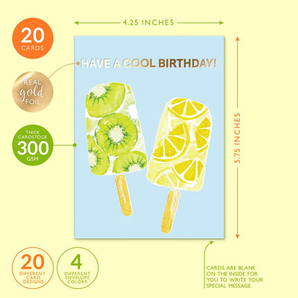 Sweetzer & Orange Happy Birthday Cards with Envelopes & Assortment Box. Variety Set of 20 Assorted Birthday Cards with Envelopes, Perfect Bulk Pack for Celebrations, Special Occasions, Friends