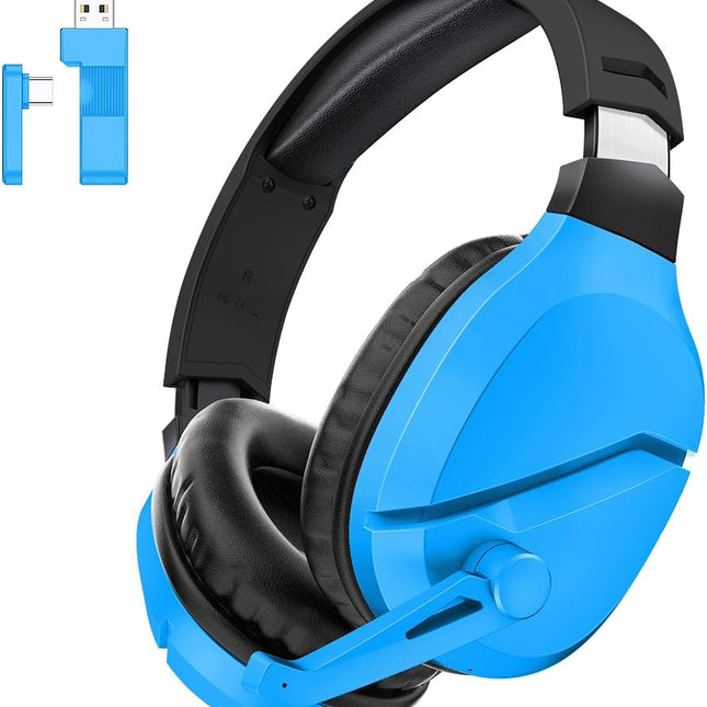 Wireless Gaming Headset with Noise Canceling Microphone for PS5, PC, PS4, 2.4G/Bluetooth Gaming Headphones with USB and
