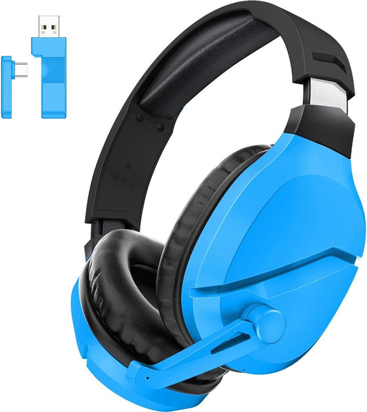Wireless Gaming Headset with Noise Canceling Microphone for PS5, PC, PS4, 2.4G/Bluetooth Gaming Headphones with USB and