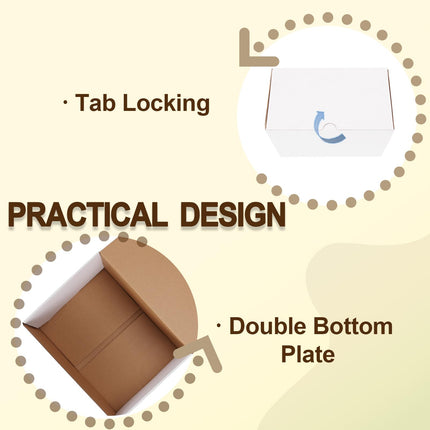 12x9x6 inches White Shipping Boxes pack of 15, Corrugated Cardboard Boxes 12 x 9 x 6 for Packaging Small - photo 4