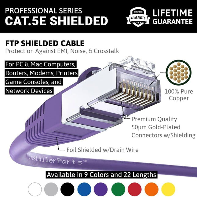 Ethernet Cable CAT5E Cable Shielded (FTP) Booted 2 FT