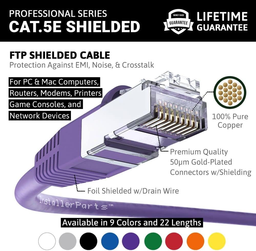 Ethernet Cable CAT5E Cable Shielded (FTP) Booted 25 FT - photo 2