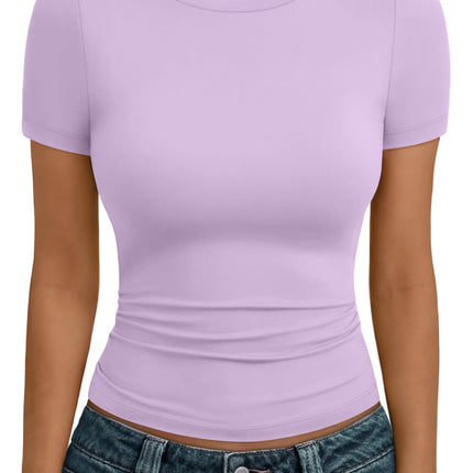 Women's Crewneck Short Sleeve T-Shirt Sexy Slim Fit Basic Going Out Tops