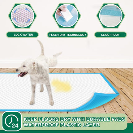 Tapetes para cachorros 22"x23" 100 unidades | Tapetes de entrenamiento para perros a prueba de fugas de 6 capas y súper absorbentes | Tapetes desechables para baño de cachorros, perros, gatos y conejos | Azul y blanco