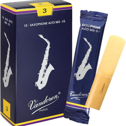 Vandoren SR213 Alto Sax Traditional Reeds Strength 3; Box of 10