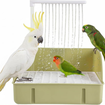 Automatic Parakeet Bird Bath Fountain for Cage, Bird Shower with USB Water Pump, Pet Bathtub for Large & Medium Pet Birds, Parrots, African Grey, Cockatiel, Conure, Budgie, Lovebird