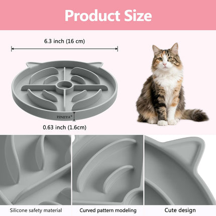 YINEYA 2 Pcs Silicone Slow Feeder Cat Bowl, Cat Slow Feeder for Food Training, Interactive Puzzle Bowls for Puppy, Kitten Dishes to Prevent Overeating, Treat Toys Suitable for Dry and Wet Food