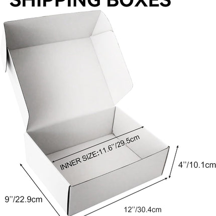 12x9x4 Shipping Boxes 20-Pack, White Corrugated Cardboard Boxes for Mailing, Shipping & Small Business Packaging