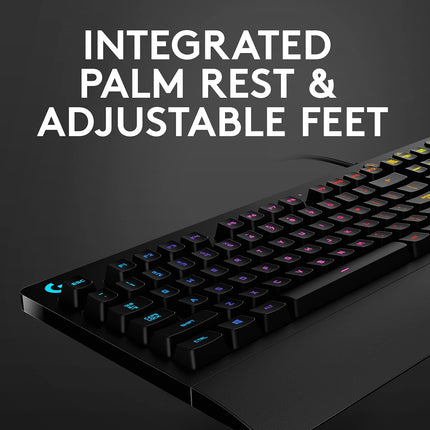 Logitech G213 Prodigy Gaming Keyboard - Wired RGB Backlit Keyboard with Mech-Dome Keys, Palm Rest, Adjustable Feet, Media Controls, USB, Compatible with Windows – Black