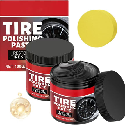 2PC 100g Auto tire Polishing Paste, with Sponge ，Cleaning Polishing，Product，Car Tire Shine for Trucks Sedans RVs SUV