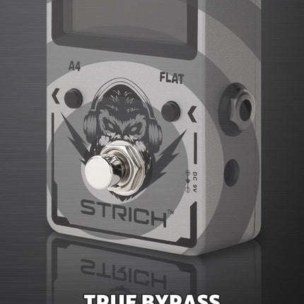 STRICH Tuner Pedal, Silver, Compact with Large Color Screen - Precision Chromatic Drop Tuning, 430-450Hz A4, True Bypass for Electric Guitar & Bass