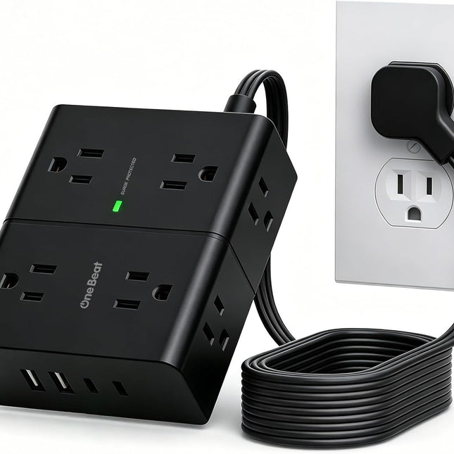 Surge Protector Power Strip, 6 Ft Ultra Thin Flat Extension Cord