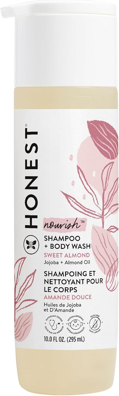 2-in-1 Cleansing Shampoo Body Wash Gentle for Baby, Naturally Derived Tear-free Hypoallergenic Sweet Almond Nourish 10