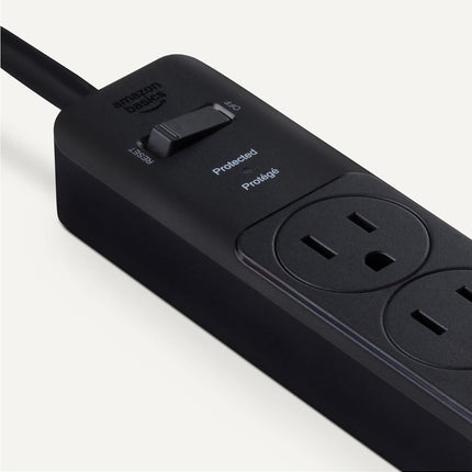 Amazon Basics Surge Protector Power Strip, 6-Outlet, 790 Joules, 6ft Extension Cord, Black, LED Indicator