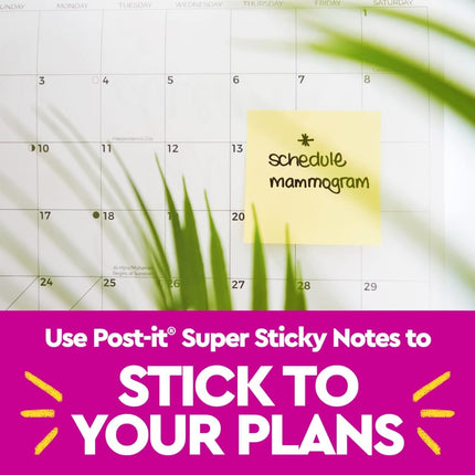 Post-it 100% Recycled Paper Super Sticky Notes, Canary Yellow, 3 in. x 3 in., 5 Sticky Note Pads, 70 Sheets per Pad, School Supplies and Office Products