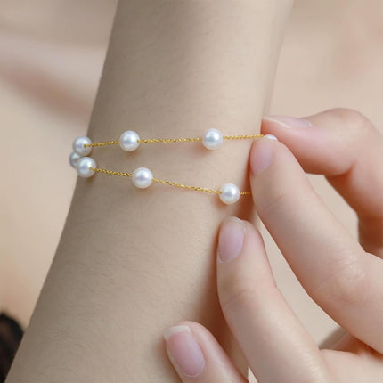 DAYANEY Pearl Bracelets for Women, Gold Bracelet Silver Pearl Jewelry as Gifts for Girls, Dainty Daisy and Heart Braclets Cute Floral Prom Jewelry for Bridesmaid Brazaletes Para Mujer