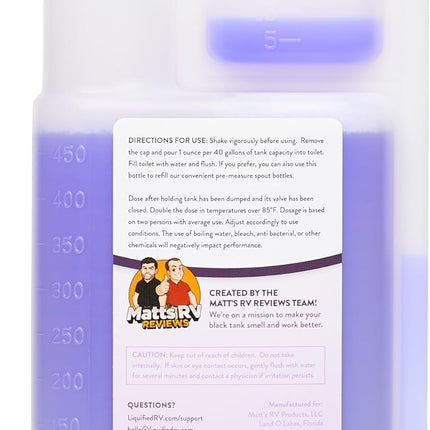 Liquified RV Toilet Treatment - Black Holding Tank Digester - Odor Eliminator - Lavender Scent - Matts RV Reviews (Lavender, 16oz)