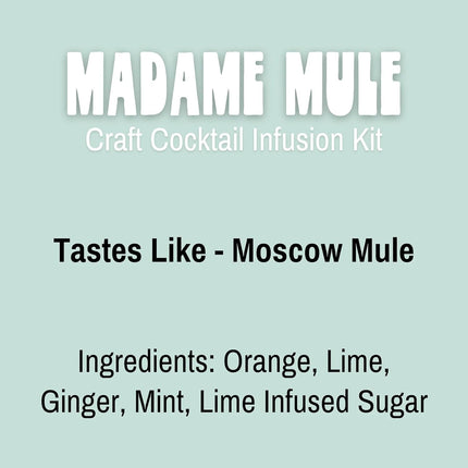 Lou's Libations Craft Cocktail Infusion Kits, Handcrafted Cocktail Mix with Dried Fruits & Spices, Party Gifts for Women & Men (1 Pouch of Madame Mule Mixology Tastes like Moscow Mule, 6-8 Drinks)