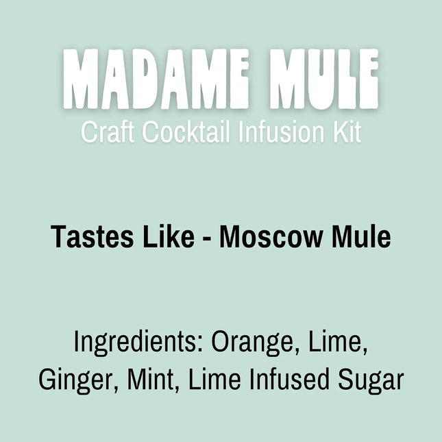 Lou's Libations Craft Cocktail Infusion Kits, Handcrafted Cocktail Mix with Dried Fruits & Spices, Party Gifts for Women & Men (1 Pouch of Madame Mule Mixology Tastes like Moscow Mule, 6-8 Drinks)