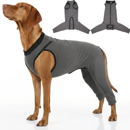 Back Zipper Dog Surgery Recovery Suit with Rear Leg Sleeve to Stop Licking, Easy On Off Dog Surgery Suit Female Spay, Cone Alternative Spay Recovery Suit, Protective Dog Leg Sleeve, Gray XL