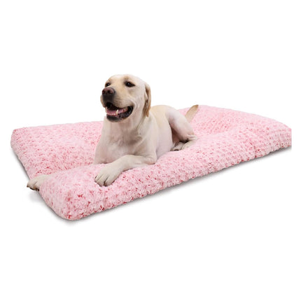 Washable Dog Bed Medium Size Dog Crate Bed Plush Pet Mat 35"x23" Gray