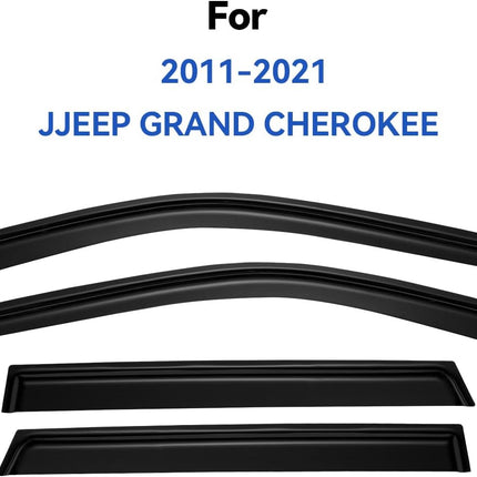 YQAUTEC Window Visors Rain Guards Shield for Jeep Grand Cherokee 2011-2021, Wind Deflectors Vent Shades 4PCS Tape-On