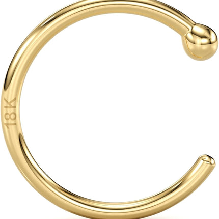 Body Candy Solid 18k Gold Nose Hoop Nose Ring, Real Gold Hypoallergenic Nose Piercing Jewelry - Handmade in USA by Master Jeweler, 20 Gauge 5/16"