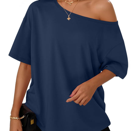 Tops de Hombros Descubiertos para Mujer, Camisetas de Verano Oversized 2026