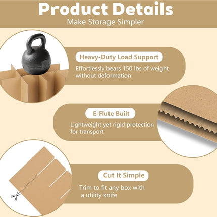 4 Sets Glass Dividers for Moving Boxes, 3x4 Grid Cardboard Dividers for 16x12x12 Inch Box, Corrugated Cardboard Packing Supplies for Wine Glasses & Fragile Glassware (Box Not Included)