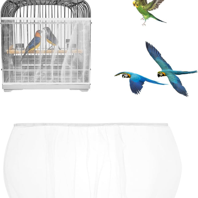Bird Cage Cover, Large Breathable Nylon Mesh Seed Catcher Birdcage Guard