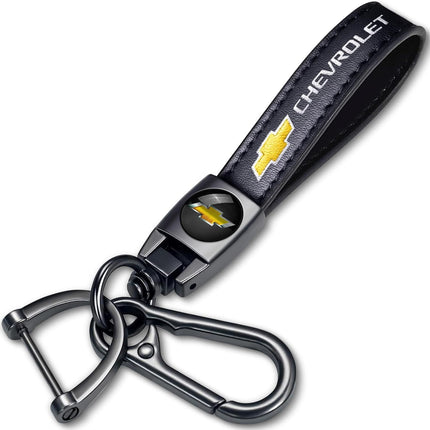 Leather car Keychain - Suitable for Chevy Series Keychains - Suitable for Both Men and Women, as Well as for Giving as Gifts to Friends in Families (Black)