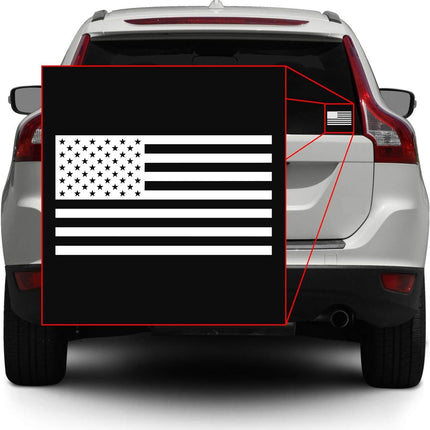 American US Flag [Pick Color/Size] Vinyl Decal Sticker for Laptop/Car/Truck/Window/Bumper (5in x 2.8in, Gloss White)