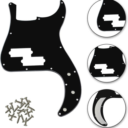 Bass Pickguard Bass 4 Strings Guitar Scratch Plate 13 Holes for PB Bass Without Truss Rod Hole Style,Black 3ply
