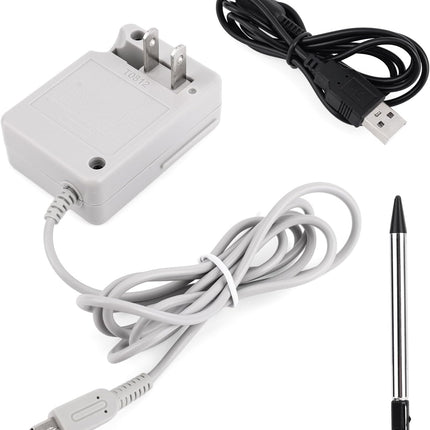 Charger & Stylus Pen & Short Cable, AC Adapter Compatible with 3DS/3DSXL/New 3DS/New 3Dsll/2DS/Dsi/Dsix/DS Lite Console Games 100-240V Replacement Power Cord Wall Plug