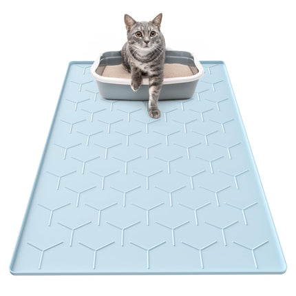 Silicone Cat Litter Mat 34×22 inch, Easy to Clean, Gray