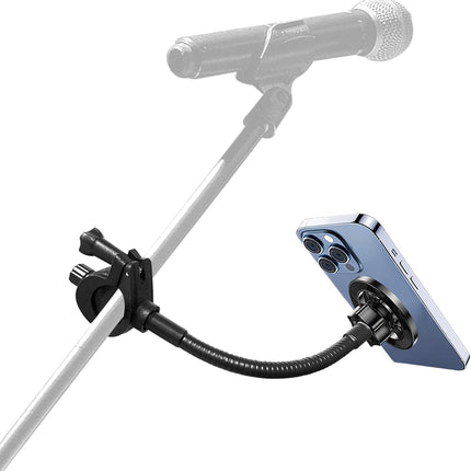 JCWINY for Magsafe Mic Stand Phone Holder, Flexible Phone Holder for Microphone Stands Super Magnets iPhone Mic Stand Holder Music Stands Phone Mount for iPhone 15 14 13 12 Pro Max Plus Max Mini
