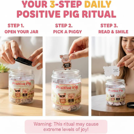 Positive Pig Jar With 60 Daily Affirmation Cards, Gifts For Sister, Daughter Birthday Gift, Pig Present For Pig Lovers Women Girls Men Teens Kids, Christmas Pig Decorations For Home, The Pink Stuff