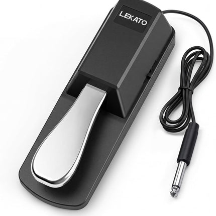 LEKATO Sustain Pedal for Keyboard, Universal Sustain Pedal with Polarity Switch, 1/4'' 6.35mm TS Input Plug, Fit for Most Electronic Keyboard Digital Piano, for Yamaha Casio Roland Korg Behringer Moog