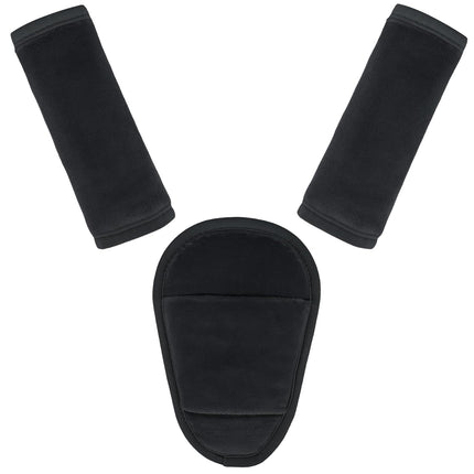 3 Pcs Car Seat Stroller Straps Pads for Baby, Newborn Soft Shoulder Strap and Crotch Covers, Universal Shoulder Straps Pads for Car Seat, Pushchair, High Chair (Black)