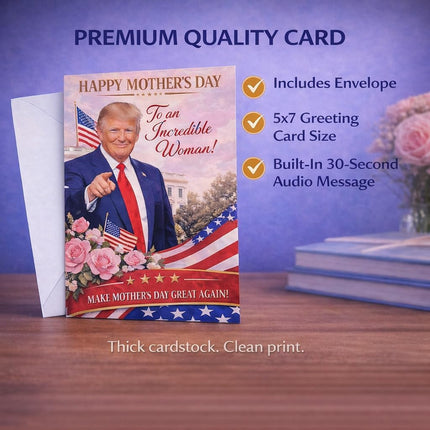 Funny Trump Talking Mother's Day Card with Audio Voice Message – Make Mother's Day Great Again – Recorded Greeting Card for Mom from Son Daughter Husband – Unique Gift