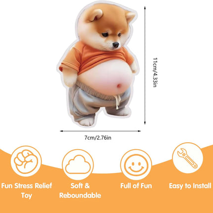 3D Shiba Inu Dog Belly Sticker,Door Stopper Wall Protector，Quiet, Shock Soft Rubber,Wall, Doorknobs, Refrigerator Door, Cabinets from Damage 2PCS (a(2PCS))
