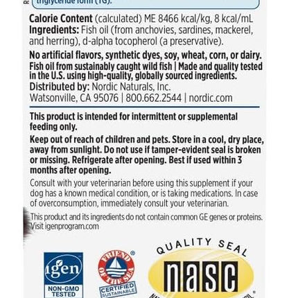 Nordic Naturals Omega-3 Pet, Unflavored - 2 oz - 294 mg Omega-3 Per One mL - Fish Oil for Small Dogs & Cats with EPA & DHA - Promotes Heart, Skin, Coat, & Immune Health