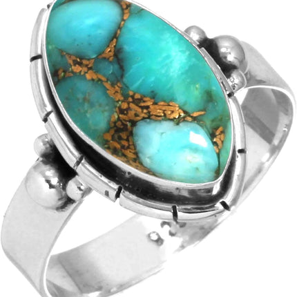 Boho Handmade Jewelry Natural Gemstone Amethyst, Lapis, Agate, Crystal Marquise Genuine 925 Sterling Silver Ring For Women