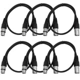 6-Pack 3 ft Blue Balanced XLR Male to Female Patch Cables